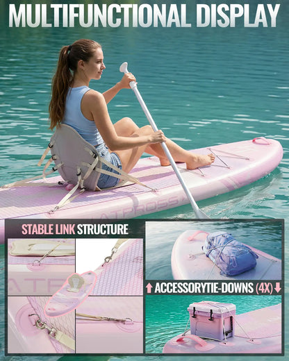 [Father'S Day]11'6" X 35" Extra Wide Inflatable Paddle Board with Kayak Seat, 450LBS Capacity Stable SUP for Adults & Beginners, Non-Slip EVA Deck, Complete Accessories Kit & Backpack for Lake, Fishing, Yoga & Family Adventures,Atpross