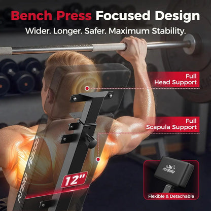 FLYBIRD Adjustable Strength Training Bench for Home Gym - Space-Saving and Foldable Design for Easy Storage