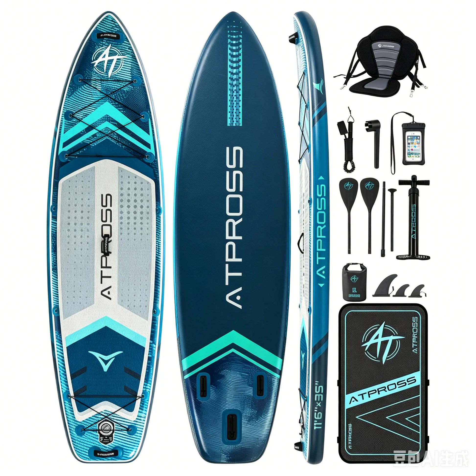 [Father'S Day]11'6" X 35" Extra Wide Inflatable Paddle Board with Kayak Seat, 450LBS Capacity Stable SUP for Adults & Beginners, Non-Slip EVA Deck, Complete Accessories Kit & Backpack for Lake, Fishing, Yoga & Family Adventures,Atpross