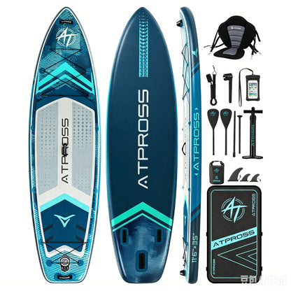 [Father'S Day]11'6" X 35" Extra Wide Inflatable Paddle Board with Kayak Seat, 450LBS Capacity Stable SUP for Adults & Beginners, Non-Slip EVA Deck, Complete Accessories Kit & Backpack for Lake, Fishing, Yoga & Family Adventures,Atpross