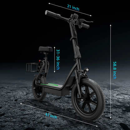 【Aopo】Adult Electric Scooter (With Seat), 500W Motor, 14-Inch Tires,Top Speed 22 Mph, 48V/10.4Ah Battery, Approx 27 Miles Range, Pet-Friendly Design, Foldable Portable Scooter.Lcd Display Kick Scooter Ev Scooter