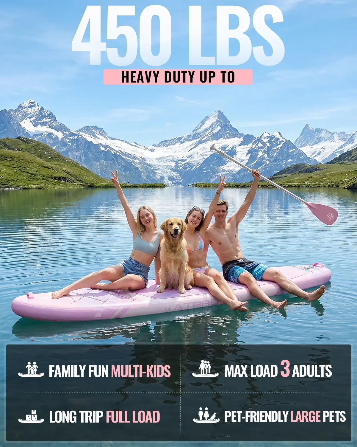 [Father'S Day]11'6" X 35" Extra Wide Inflatable Paddle Board with Kayak Seat, 450LBS Capacity Stable SUP for Adults & Beginners, Non-Slip EVA Deck, Complete Accessories Kit & Backpack for Lake, Fishing, Yoga & Family Adventures,Atpross