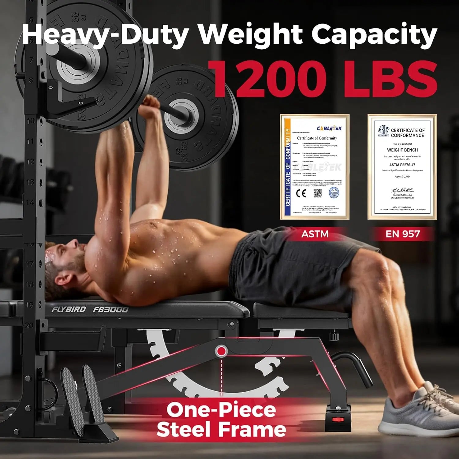 FLYBIRD Adjustable Strength Training Bench for Home Gym - Space-Saving and Foldable Design for Easy Storage