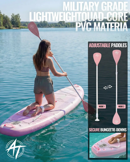 [Father'S Day]11'6" X 35" Extra Wide Inflatable Paddle Board with Kayak Seat, 450LBS Capacity Stable SUP for Adults & Beginners, Non-Slip EVA Deck, Complete Accessories Kit & Backpack for Lake, Fishing, Yoga & Family Adventures,Atpross