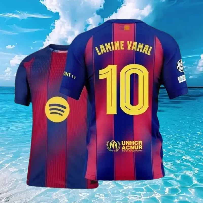 25/26 Home Red and Blue Yamal No. 10 Football Jersey