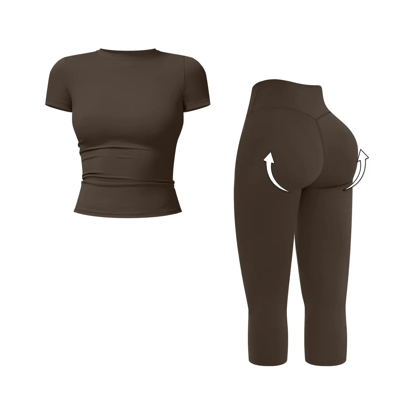 MFVIM Women’S Breathable Body-Shaping Yoga Outfit, High-Waisted Quick-Dry Fitness Wear, Versatile Three-Quarter Shorts Sports Set