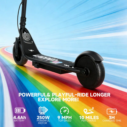 250W Electric Kids Scooter,9Mph Max Speed, 6.5" Solid Tires,3 Riding Modes (E/D/S) Children Electric Scooter,4.4Ah Battery Electric Scooter for Boys and Girls,Lightweight 16Lbs, Children Electric Scooter