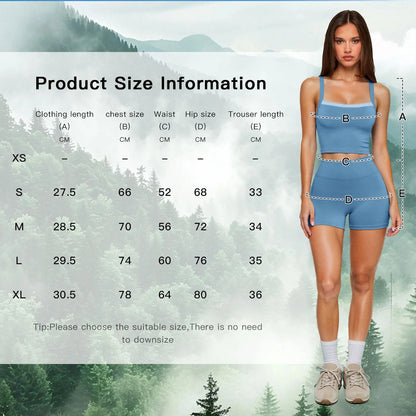 MFVIM Women's Faux Two-Piece Activewear Set with Cross Cutout Tank Top and High-Waisted Shorts, Ideal for Outdoor Running, Yoga, and Fitness