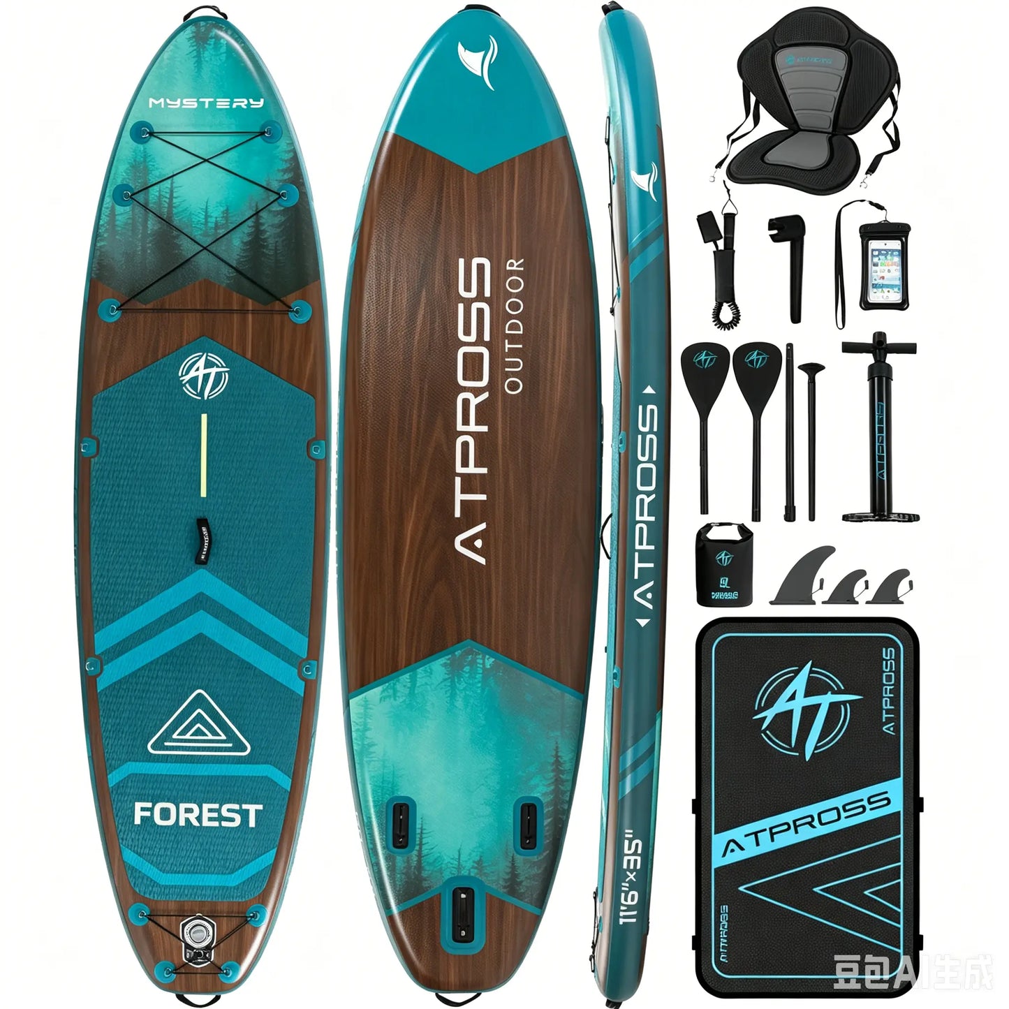 [Father'S Day]11'6" X 35" Extra Wide Inflatable Paddle Board with Kayak Seat, 450LBS Capacity Stable SUP for Adults & Beginners, Non-Slip EVA Deck, Complete Accessories Kit & Backpack for Lake, Fishing, Yoga & Family Adventures,Atpross