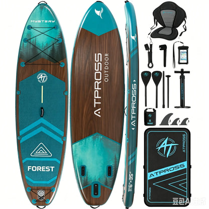 [Father'S Day]11'6" X 35" Extra Wide Inflatable Paddle Board with Kayak Seat, 450LBS Capacity Stable SUP for Adults & Beginners, Non-Slip EVA Deck, Complete Accessories Kit & Backpack for Lake, Fishing, Yoga & Family Adventures,Atpross