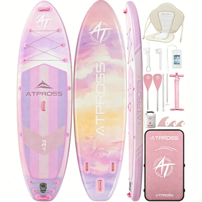[Father'S Day]11'6" X 35" Extra Wide Inflatable Paddle Board with Kayak Seat, 450LBS Capacity Stable SUP for Adults & Beginners, Non-Slip EVA Deck, Complete Accessories Kit & Backpack for Lake, Fishing, Yoga & Family Adventures,Atpross