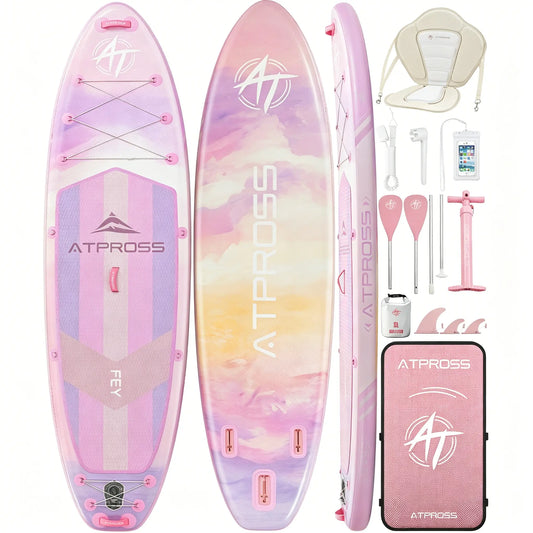 [Father'S Day]11'6" X 35" Extra Wide Inflatable Paddle Board with Kayak Seat, 450LBS Capacity Stable SUP for Adults & Beginners, Non-Slip EVA Deck, Complete Accessories Kit & Backpack for Lake, Fishing, Yoga & Family Adventures,Atpross