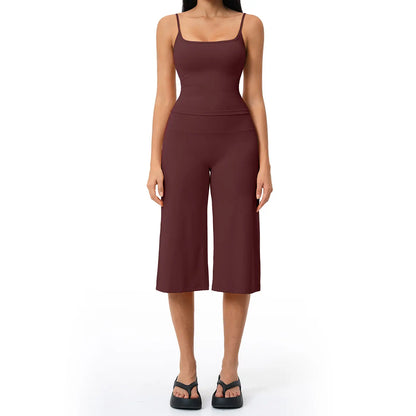 Tenwolf New Yoga Set: Camisole Top, High-Waisted Quick-Dry Casual Shorts, Running & Outdoor Yoga Outfit